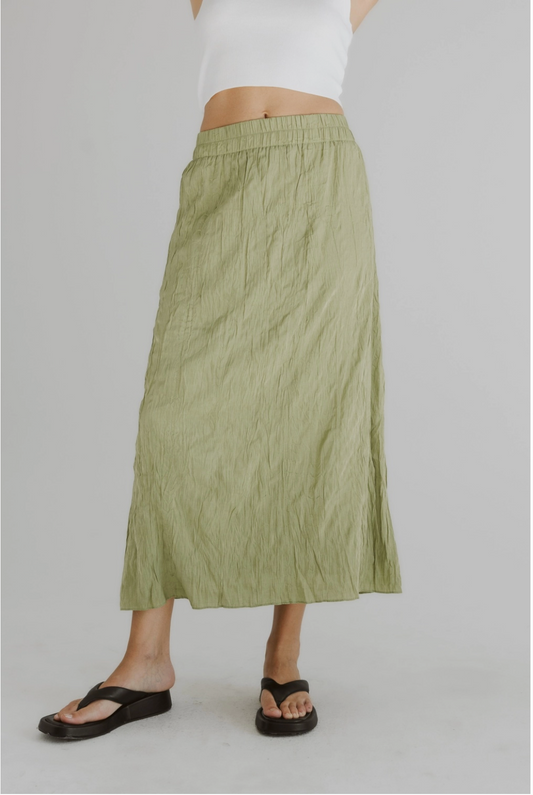 90s style crinkle texture midi skirt