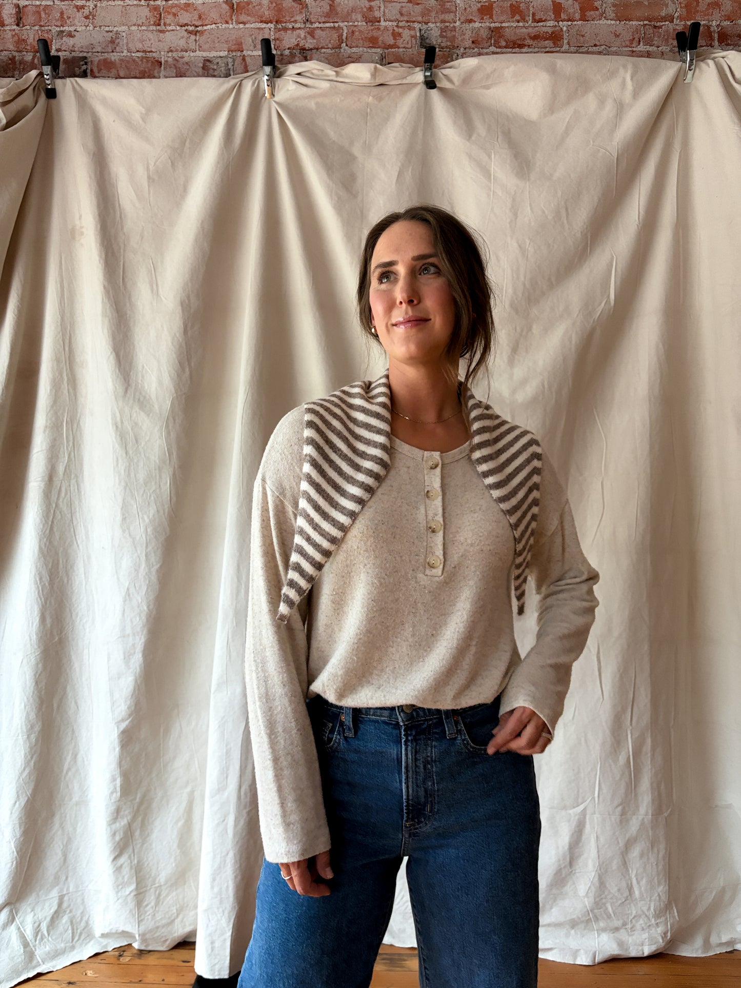 Knit Triangle Scarf - Striped