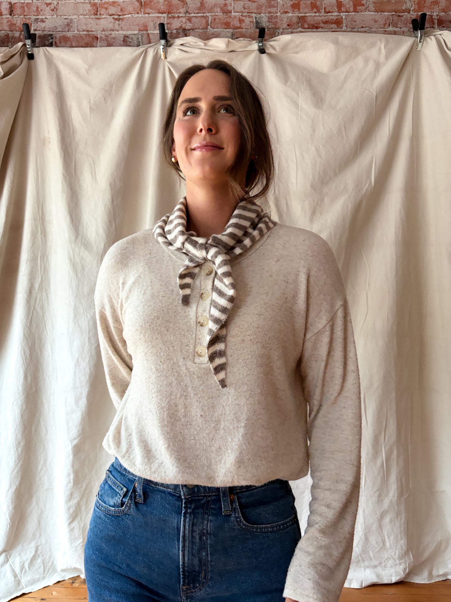 Knit Triangle Scarf - Striped