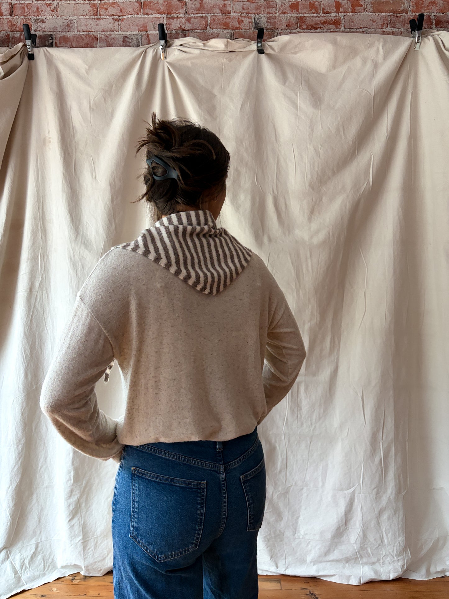 Knit Triangle Scarf - Striped