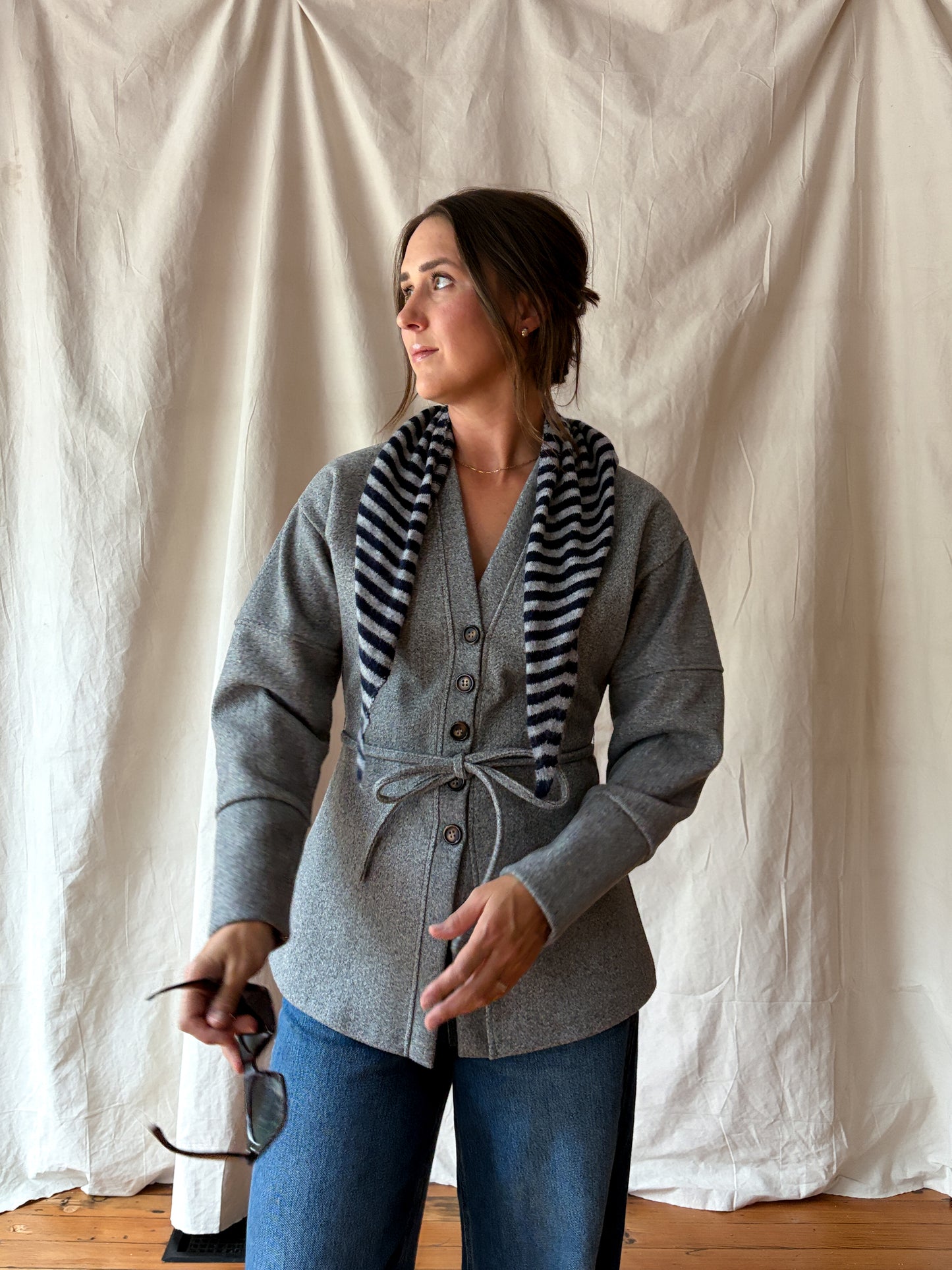 Knit Triangle Scarf - Striped