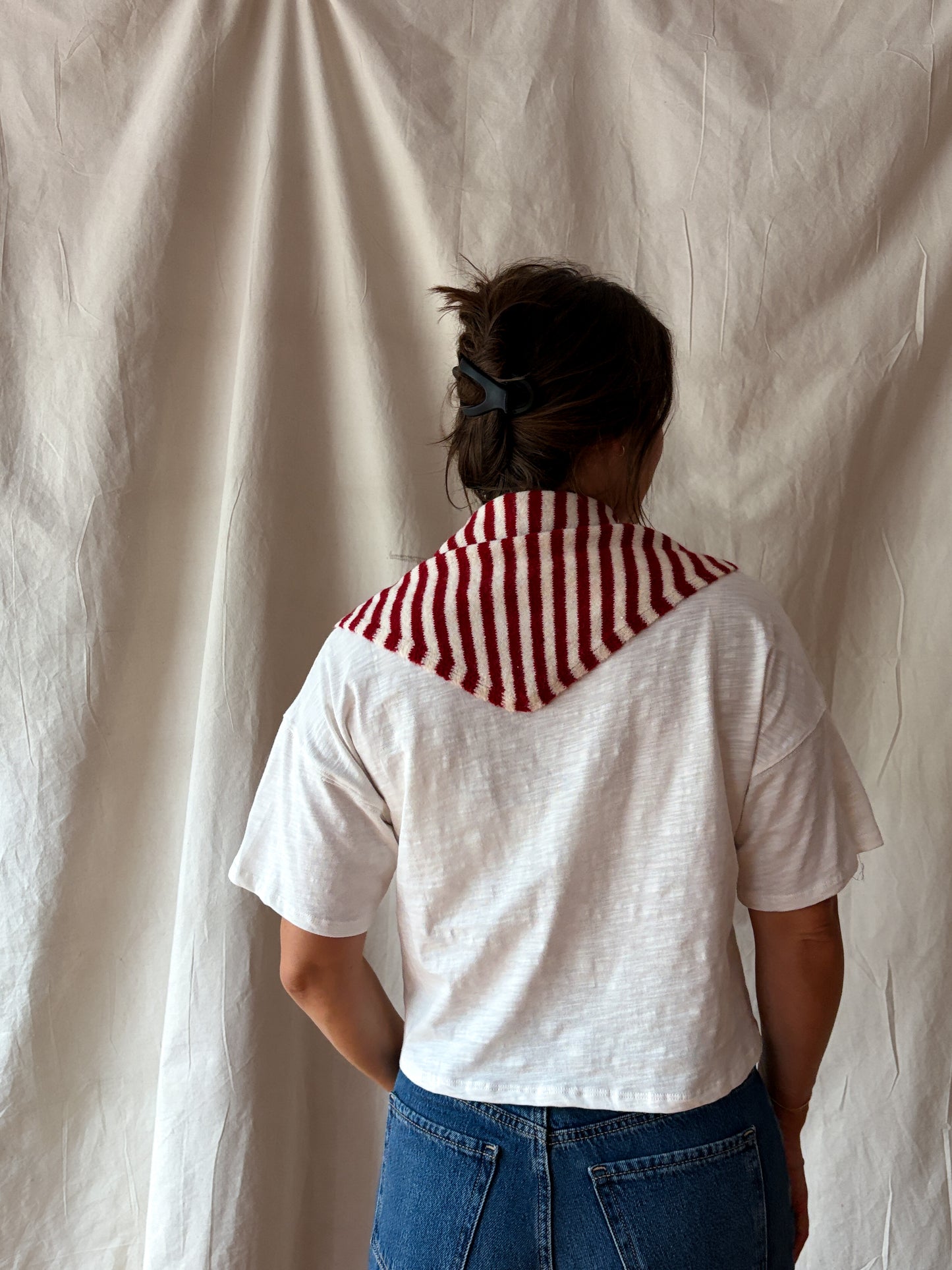 Knit Triangle Scarf - Striped