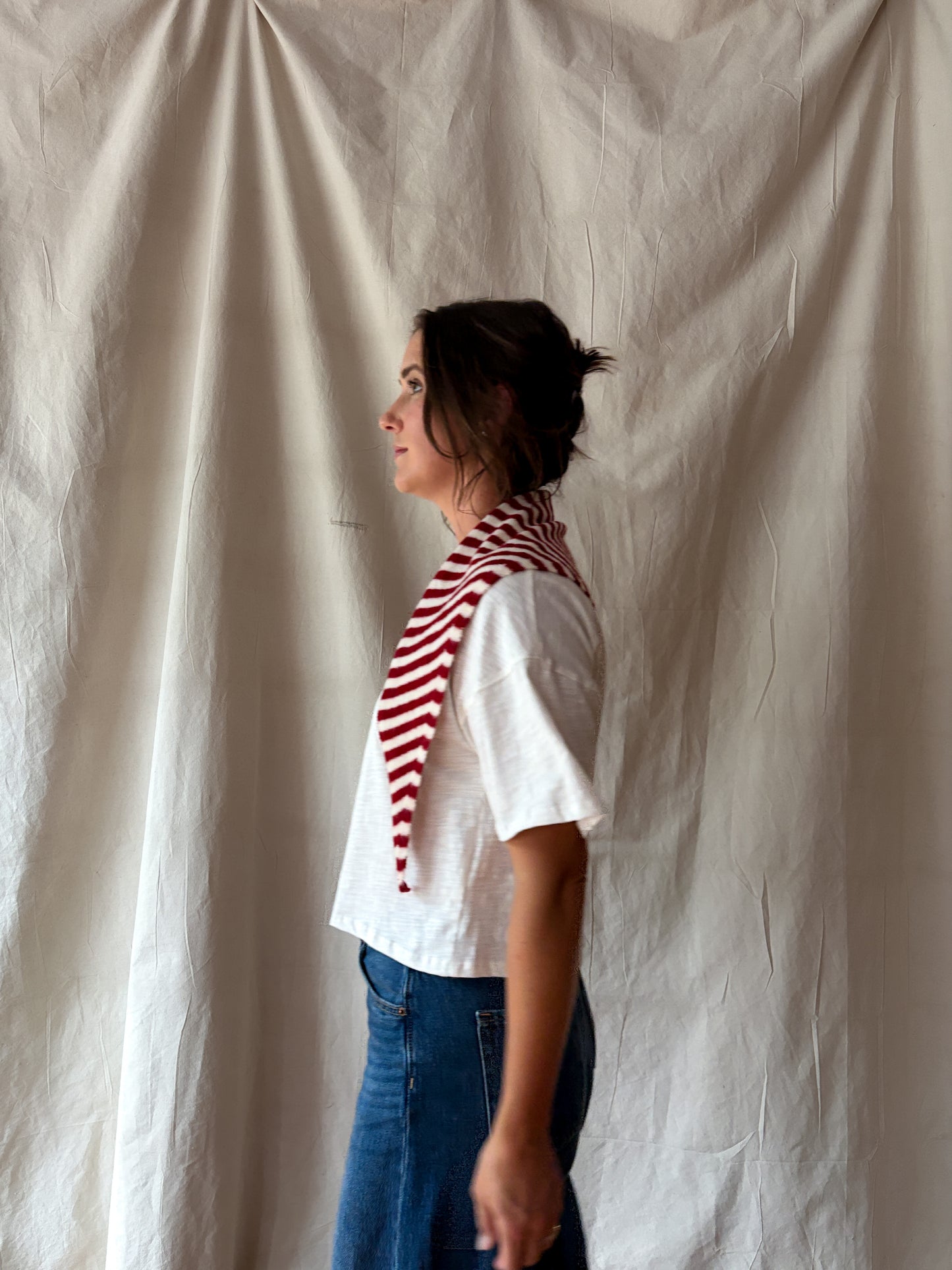 Knit Triangle Scarf - Striped