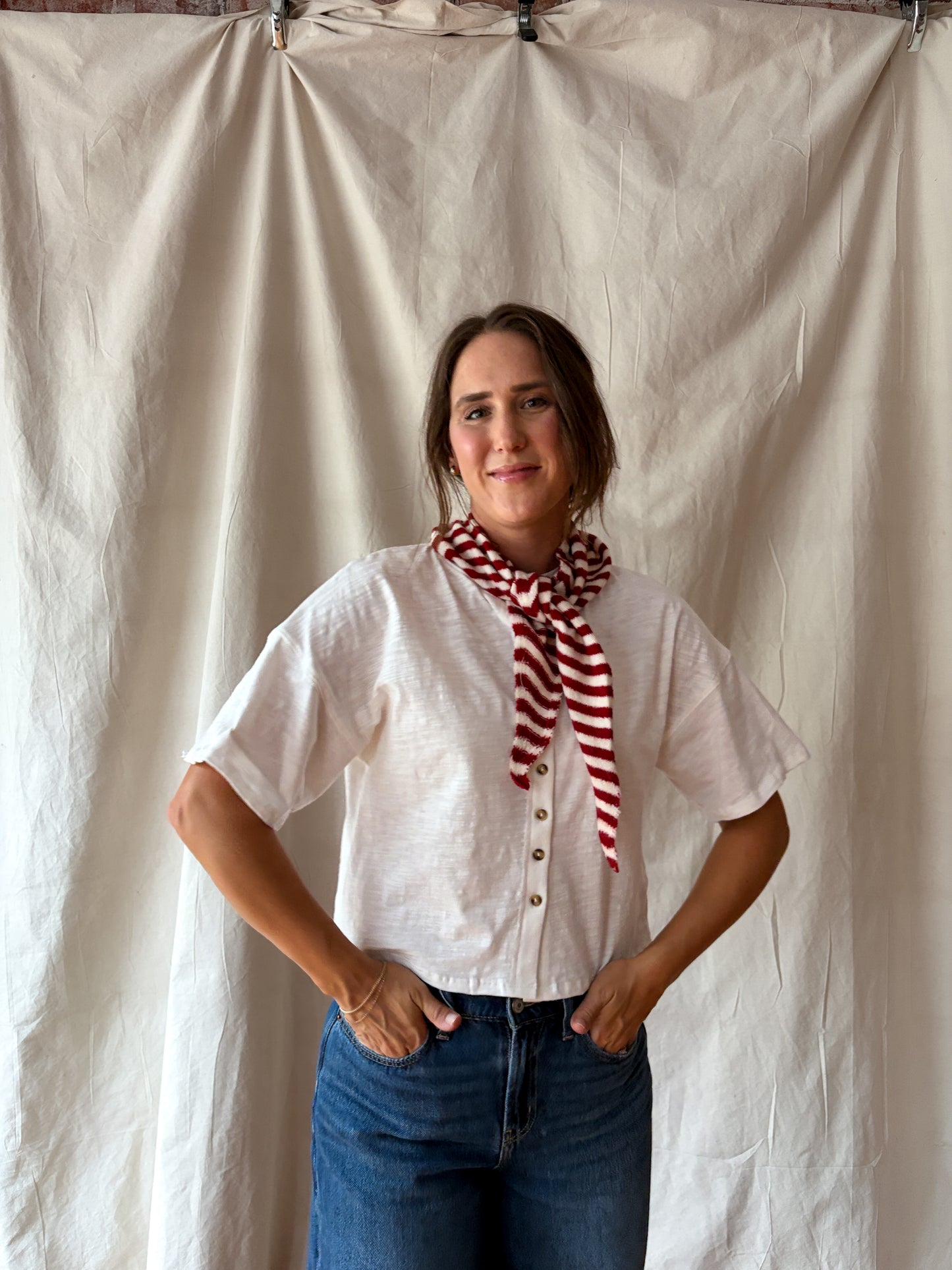 Knit Triangle Scarf - Striped