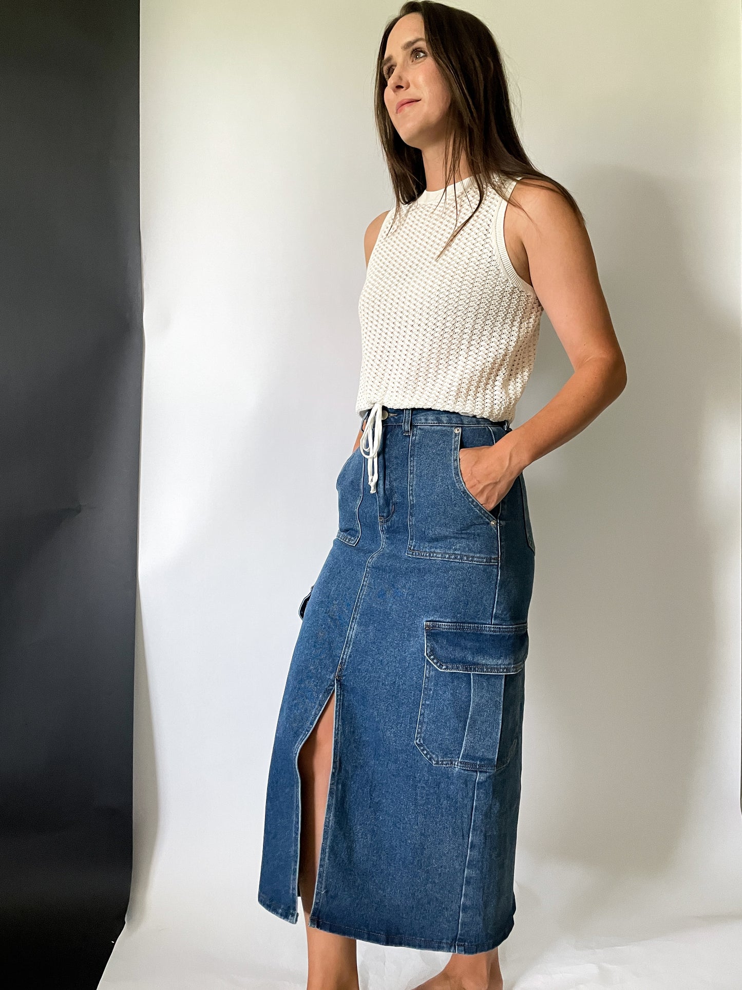 Denim midi skirt on sale 01